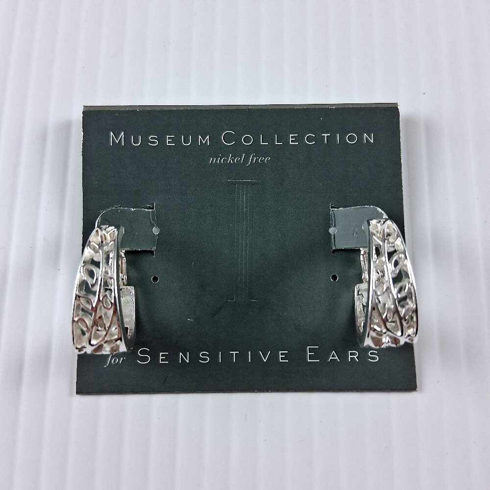 Museum Collection Silver Tone Filigree Hoop Earrings Nickel Free Jewelry